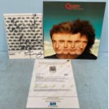A monochrome print depicting the back cover art from Queen’s 1989 album, ‘The Miracle’, signed in