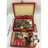 Various items of silver and costume jewellery, including earrings, brooches, beads, watches, and