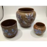 Three various unmarked Calvert & Lovatt period Terracotta pots, early 1880s, with turned rims and