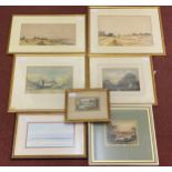 A collection of seven assorted unsigned watercolour studies, largely 19th century examples