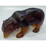 A Lalique amber glass figure of a bear, ‘Bear Ursus’, with etched mark to underside of foot and