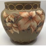 A Langley Ware Pottery Jardiniere, 1891-1901, possibly designed by Daisy Calvert, carved, incised,