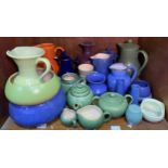 Various Langley coloured 'Roman' wares, in green, blue and orange glazes. (In Section 43)