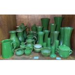 A Quantity of Langley 'Green' Ware, including numerous graduated flower vases and jugs etc, (In