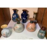 Seven various Lovatt & Lovatt Langley Ware vases decorated in 'Impasto Flowers,' c1900, (See page