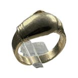 A 9ct gold gents ring, designed a boxing glove, weighs 10.1 grams, finger size U.