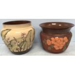 Lovatt Langley Mill jardiniere, brown early stencilled flowers, 19cm high, impressed catalogue No.