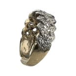 A 9ct yellow gold dress ring, set with approximately 44 x small round diamonds in a platted