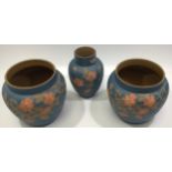 A pair of Calvert & Lovatt period Langley Ware art pottery fern pots, c1891, incised and carved in