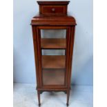An Edwardian stained mahogany square vitrine/ display cabinet, with caddy top and single drawer,