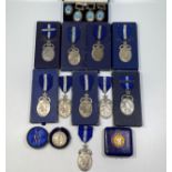 Various silver masonic jewels including 1927 Festival Steward, six x hallmarked Hospital breast