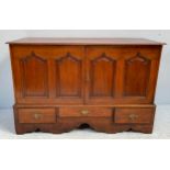 An 18th century oak Carmarthenshire coffer, with later conversion to a cupboard, the two doors