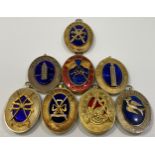 Eight various silver gilt hallmarked Masonic collar jewels with blue enamelling including Nigeria,