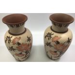 A pair of Calvert & Lovatt period Langley Ware pottery vases, c1883-1890, 'sgraffito blossom,'