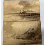 J. Deal/ T. Deal, 19th Century School, two shorescape studies, one a beached fishing boat with