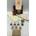 Two WWI medals awarded to PTE F D MC Murray, together WWII Defence Medal, War Medal and three