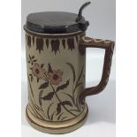 A Langley Ware pottery tankard by Mary Helen Goodyer, of tapering cylindrical form, incised and