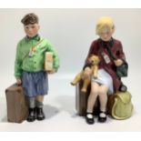 Two Royal Doulton figurines including The Boy Evacuee and The Girl Evacuee figures, modelled by