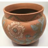 A Langley Ware Pottery Jardinière, decorated with incised sgraffito and coloured slip in ‘Poppies’