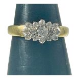 An 18ct yellow gold diamond ring, set with 1 x round brilliant cut diamond to the centre, with 14