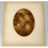 20th Century School. Multiple Portrait Miniature Study of a Young Girl's Head, oil on simulated-