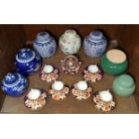 Six Royal Crown Derby Traditional Imari pattern coffee cans and saucers with matching sugar bowl and