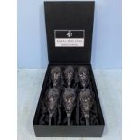 A set of six Royal Doulton hand cut crystal wine glasses, boxed