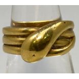 An 18ct gold coiled serpent ring, gross weight approximately 6.6g
