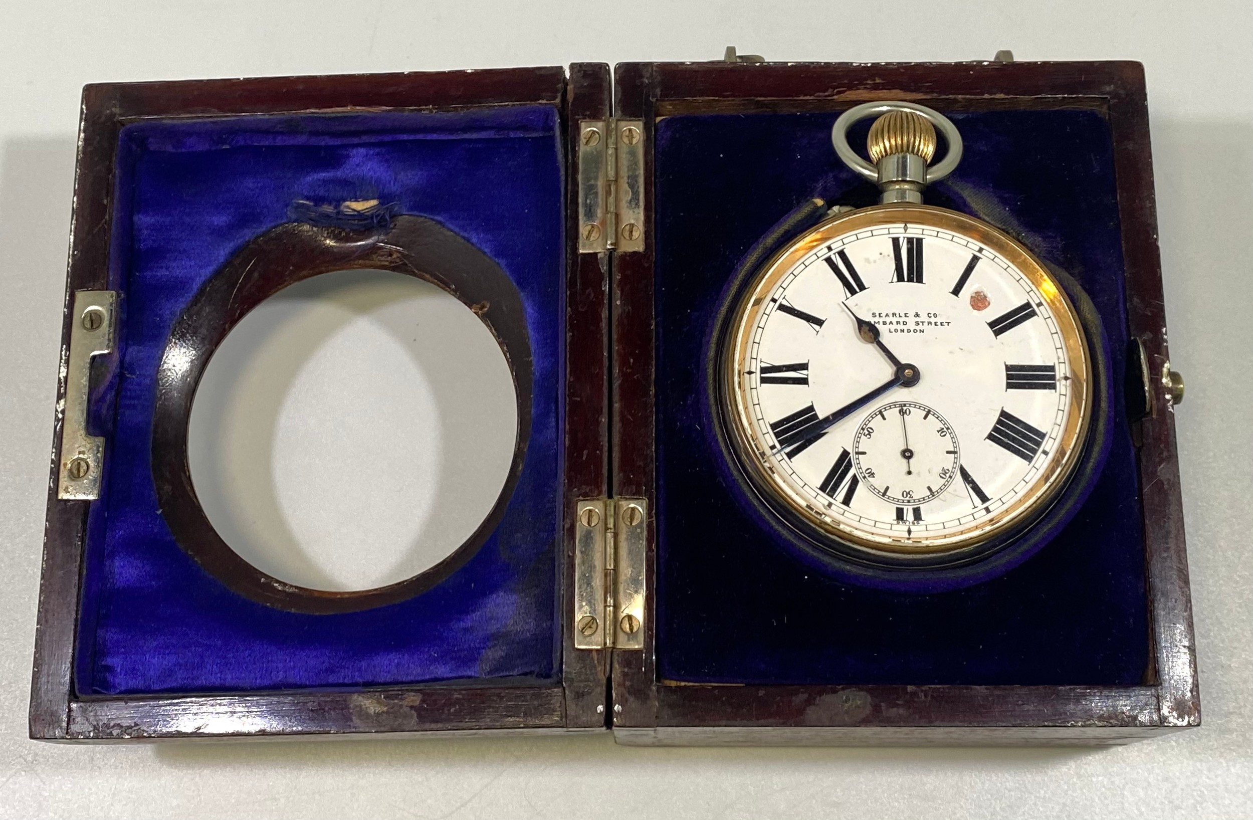 A white-metal cased open-faced Goliath pocket watch by Searle & Co, Lombard Street, London, the - Image 2 of 4