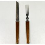 A Russian silver campaign style knife and fork marked ‘84 * WF 1881’ and knife also marked ‘A
