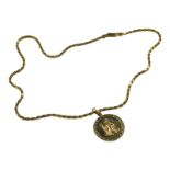 A 9ct gold rope-twist chain, with 9ct gold St Christopher medallion, chain is 18 inches, total