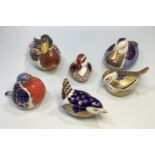 Six assorted Royal Crown Derby paperweights modelled as birds, including three ducks, ‘Collectors