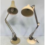 A pale green Anglepoise desk lamp together with a similar Anglepoise style lamp in cream (2)