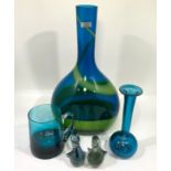 A small collection of assorted glass items including a large Evolution by Waterford, ‘Skydiver’