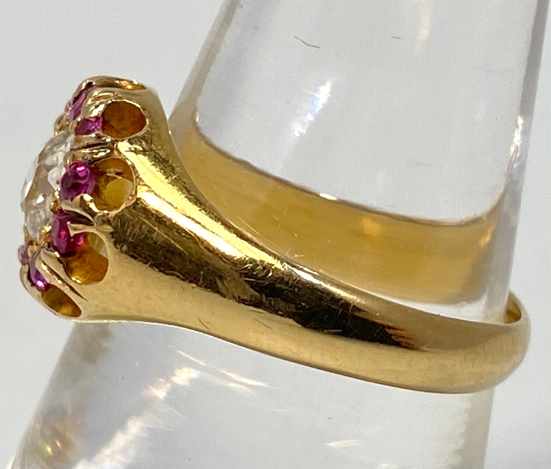 An 18ct yellow gold Victorian ring, set with an oval shaped Victorian cut diamond to the centre, - Image 3 of 7