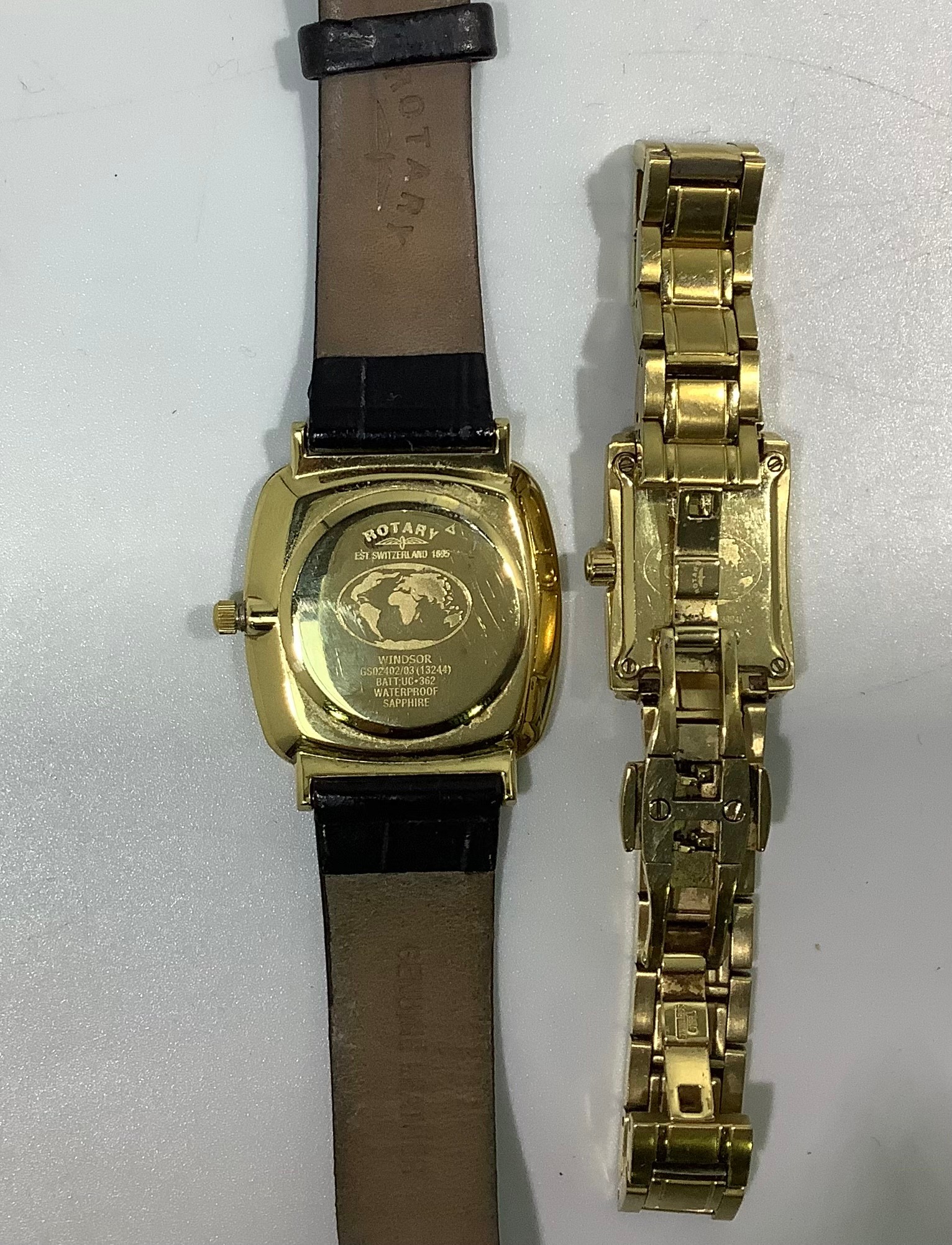 A gents gold-plated Rotary wristwatch, the squared gilt dial with gold batons denoting hours and - Image 2 of 2
