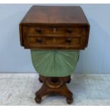 A late Georgian rosewood ladies drop-leaf work table, with two drawers and opposing faux drawers,