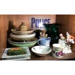 A mixed lot of assorted ceramics, including a Moorcroft ‘Plum’ mug, a Moorcroft ‘Hibiscus’ trinket