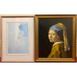 H. Keay, after Johannes Vermeer, 'Girl with a Pearl Earring, signed, oil on canvas, 45x38cm,