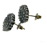 A pair of yellow and white metal diamond cluster earrings, estimated total weight of diamonds 2.
