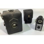 A Coronet Midget subminiature camera in black bakelite case with chromed mounts, 16mm film, in