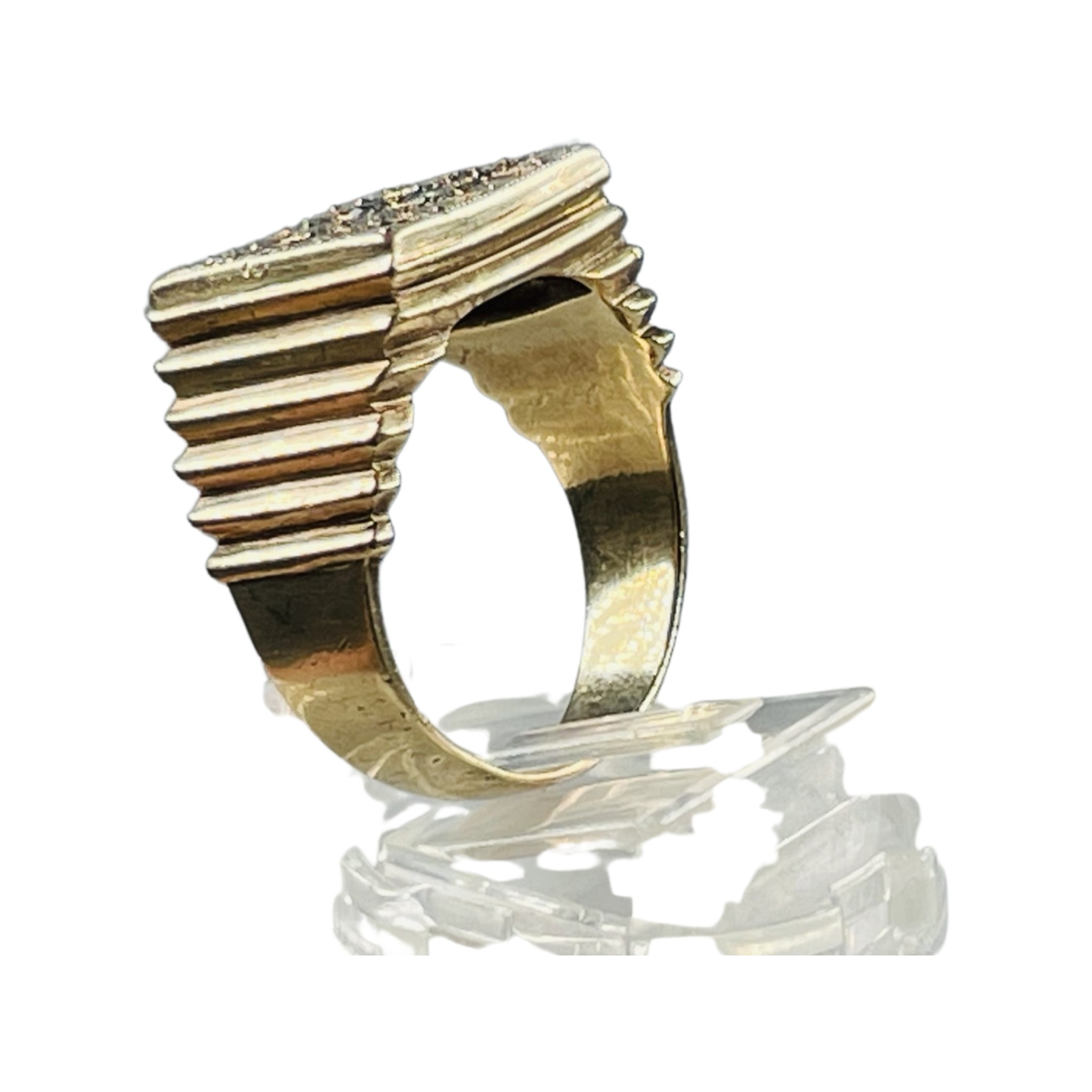A gents 9ct gold dress ring, set with sixteen old cut diamonds in a square top design, estimated - Image 2 of 3