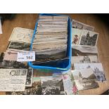 Postcards : Blue plastic box of GB/foreign all pos