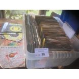 Records : A tub of 250+ 7" singles - good mix acro