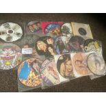 Records : A case of 7" picture discs inc Meatloaf,