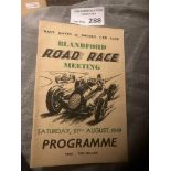 Motor Racing : Blandford Road Race programme great