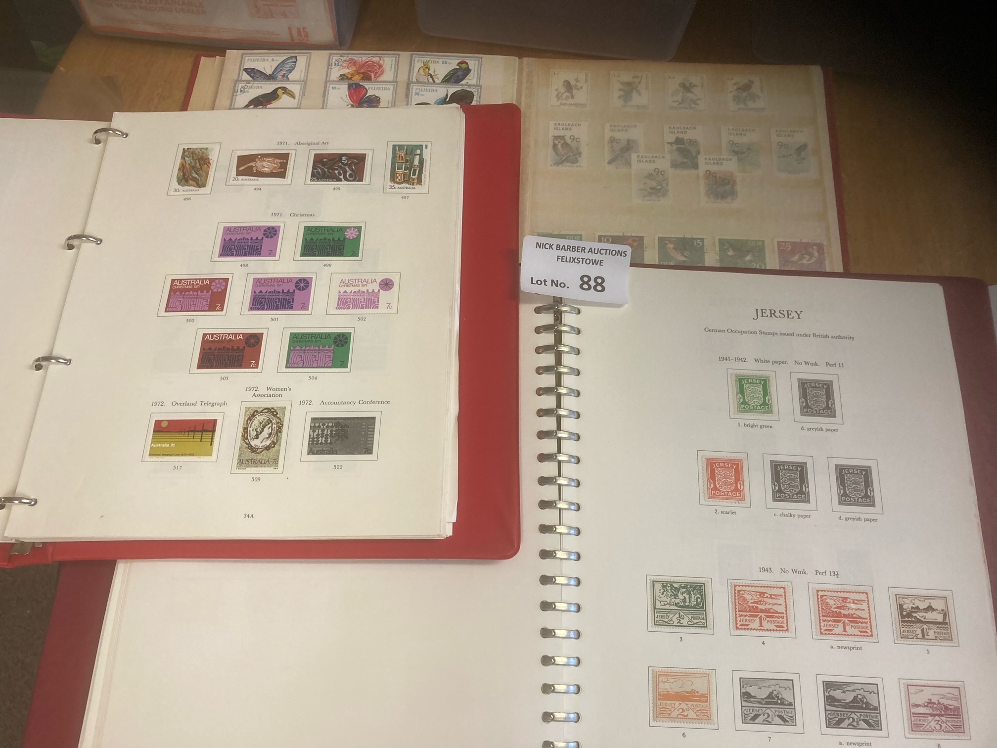 Stamps : 3 albums including Australia, Jersey & wor