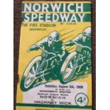 Speedway : Norwich v Hackney Wick pre war prog 05/