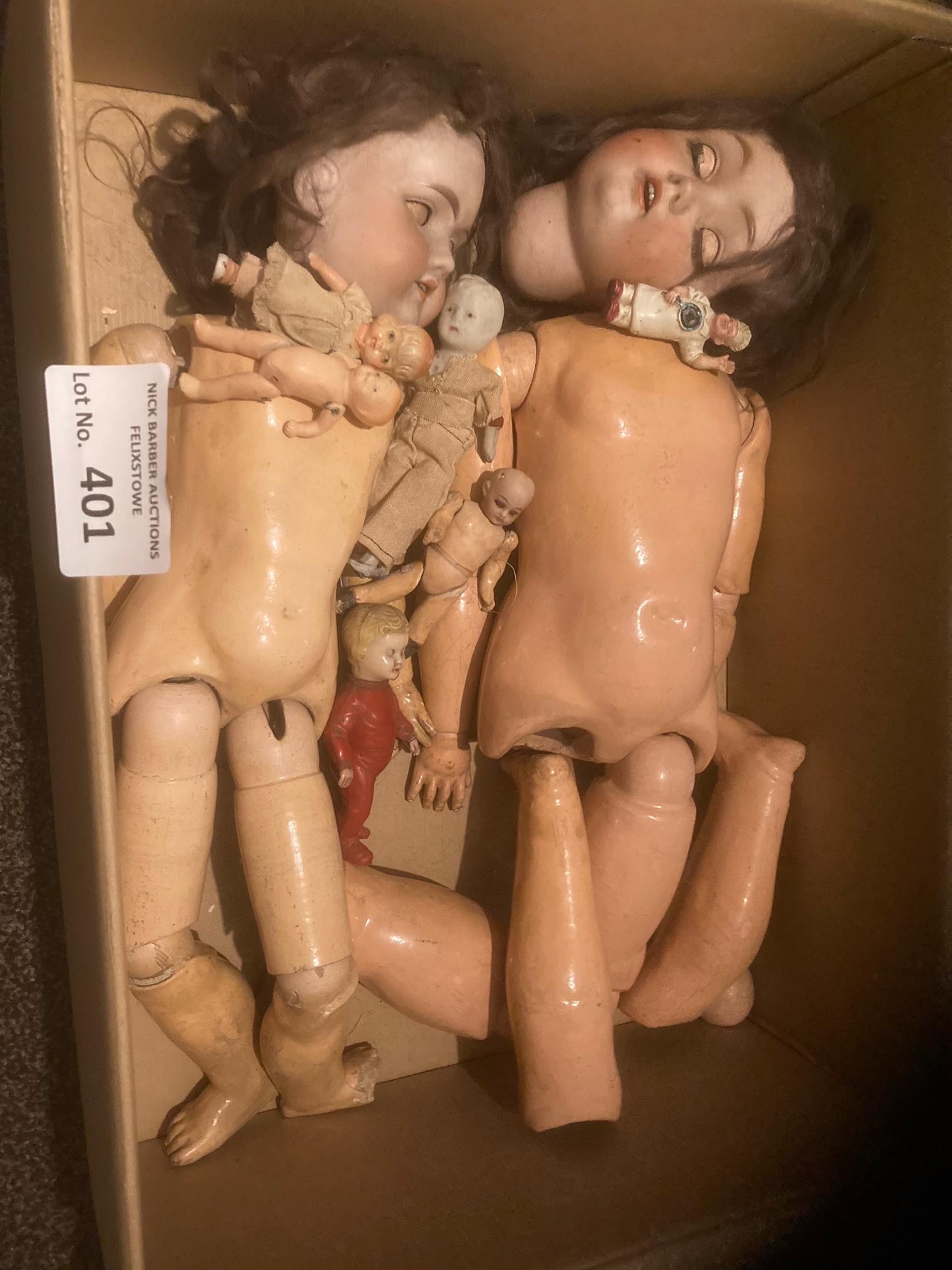 Diecast/Toys : Dolls - box of various dolls in var