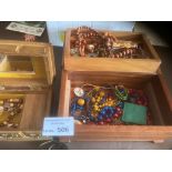 Collectables : Jewellery/trinkets in 2 nice wooden